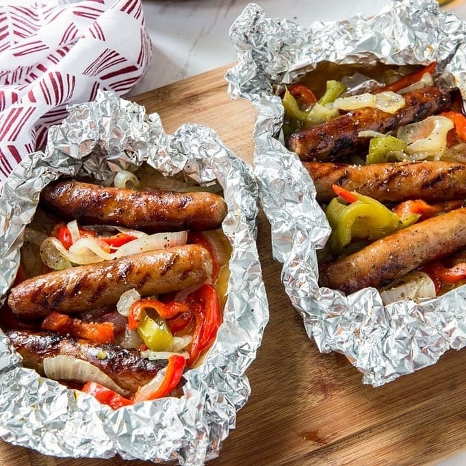Grilled Sausage and Peppers Foil Packets