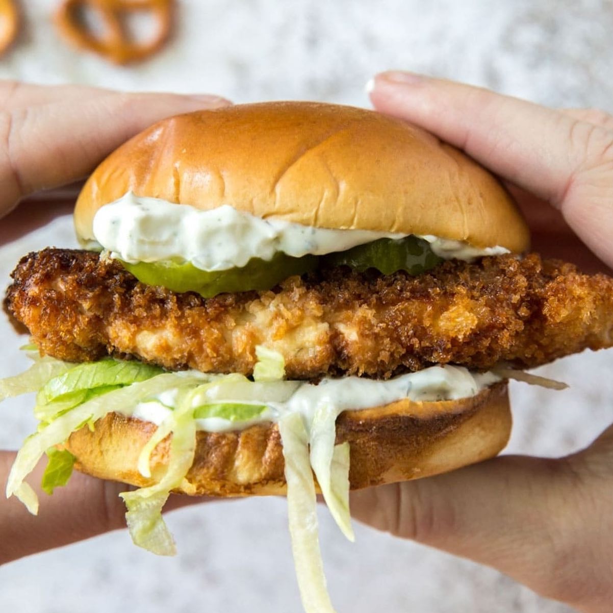 Crispy Dill Chicken Sandwich with Pickle Ranch