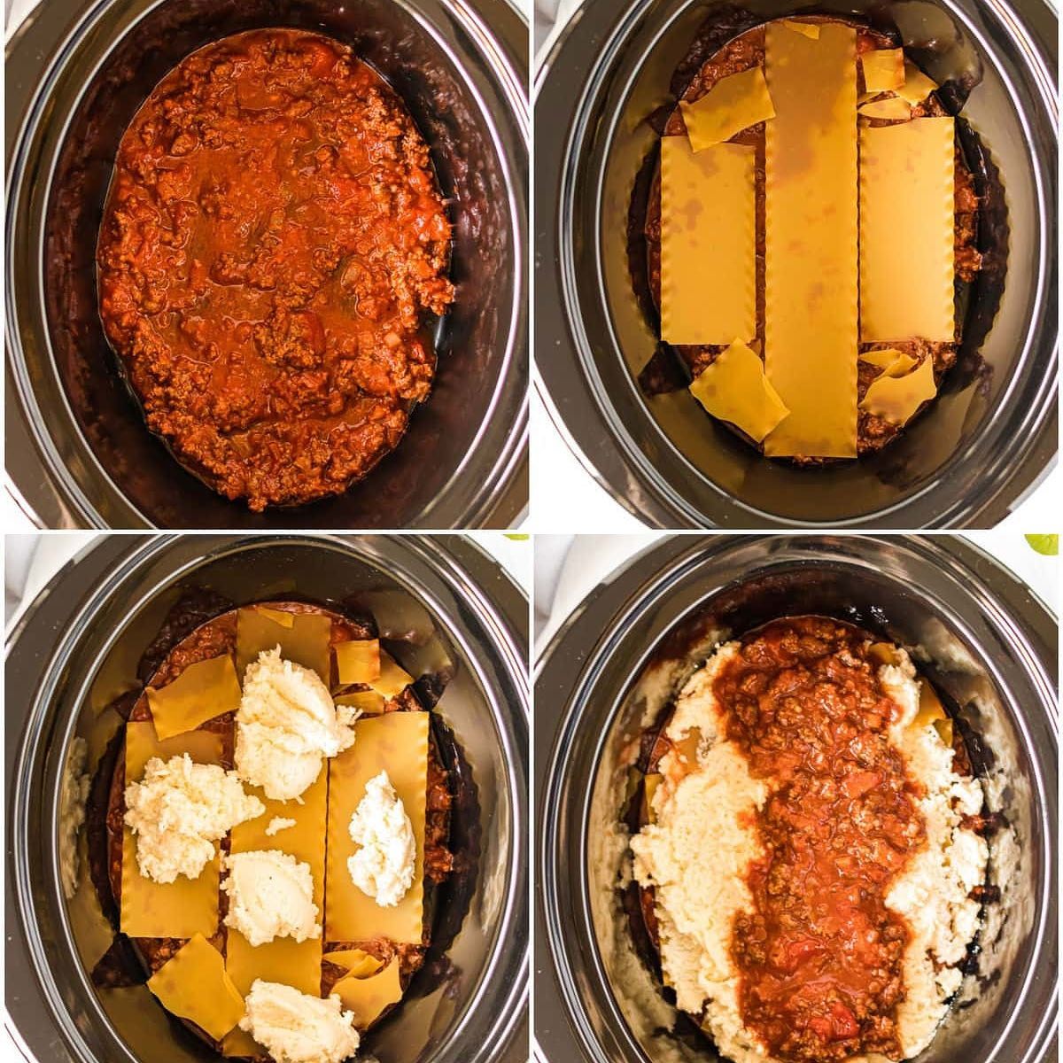 Cheesy Slow Cooker Lasagna with Ground Beef