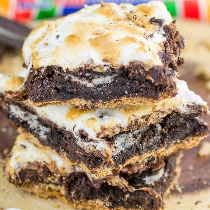 Gooey S'mores Oreo Stuffed Brownies