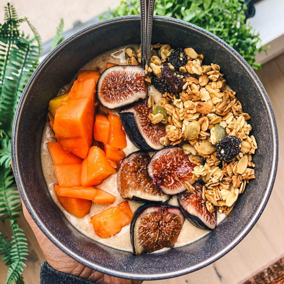 Mango Peach Vanilla Chia Fluff with Granola and Fruit