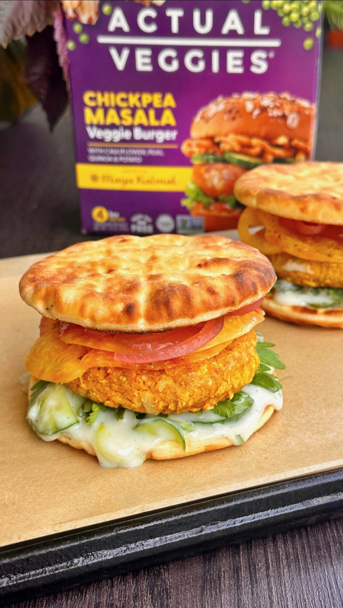 Quick Chickpea Masala Naan Burger