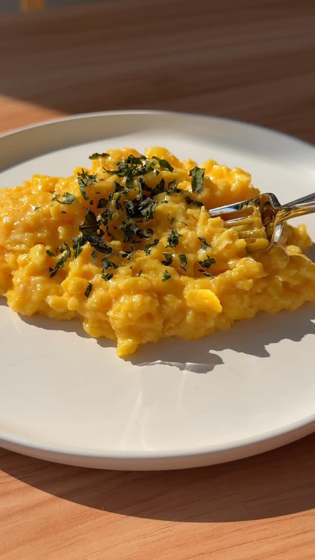 Custardy Scrambled Eggs with Herbs