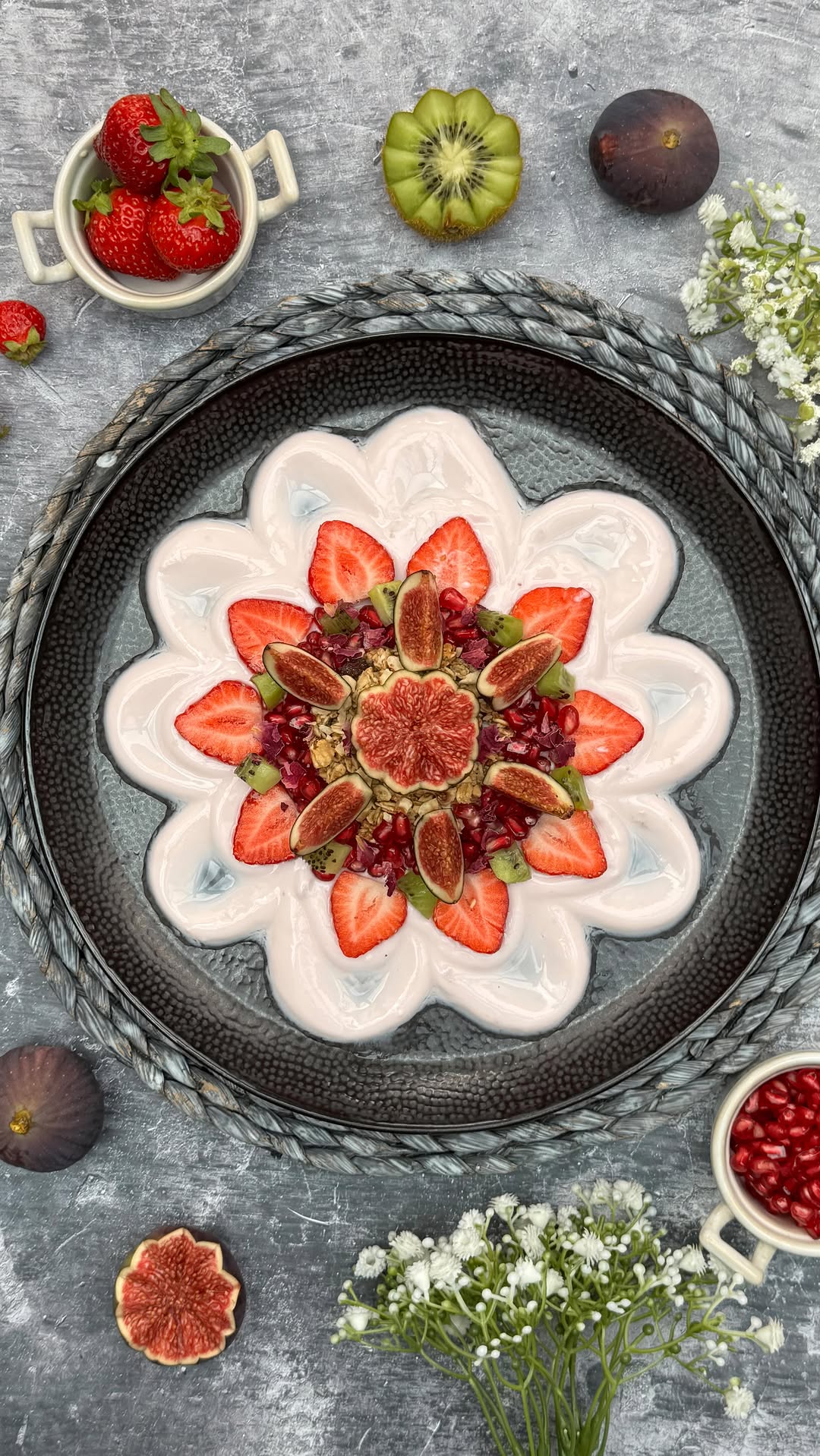 Colorful Kaleidoscope Yoghurt and Fruit Breakfast