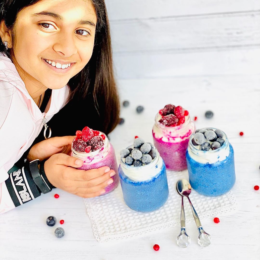 Refreshing Pink and Blue Chia Puddings