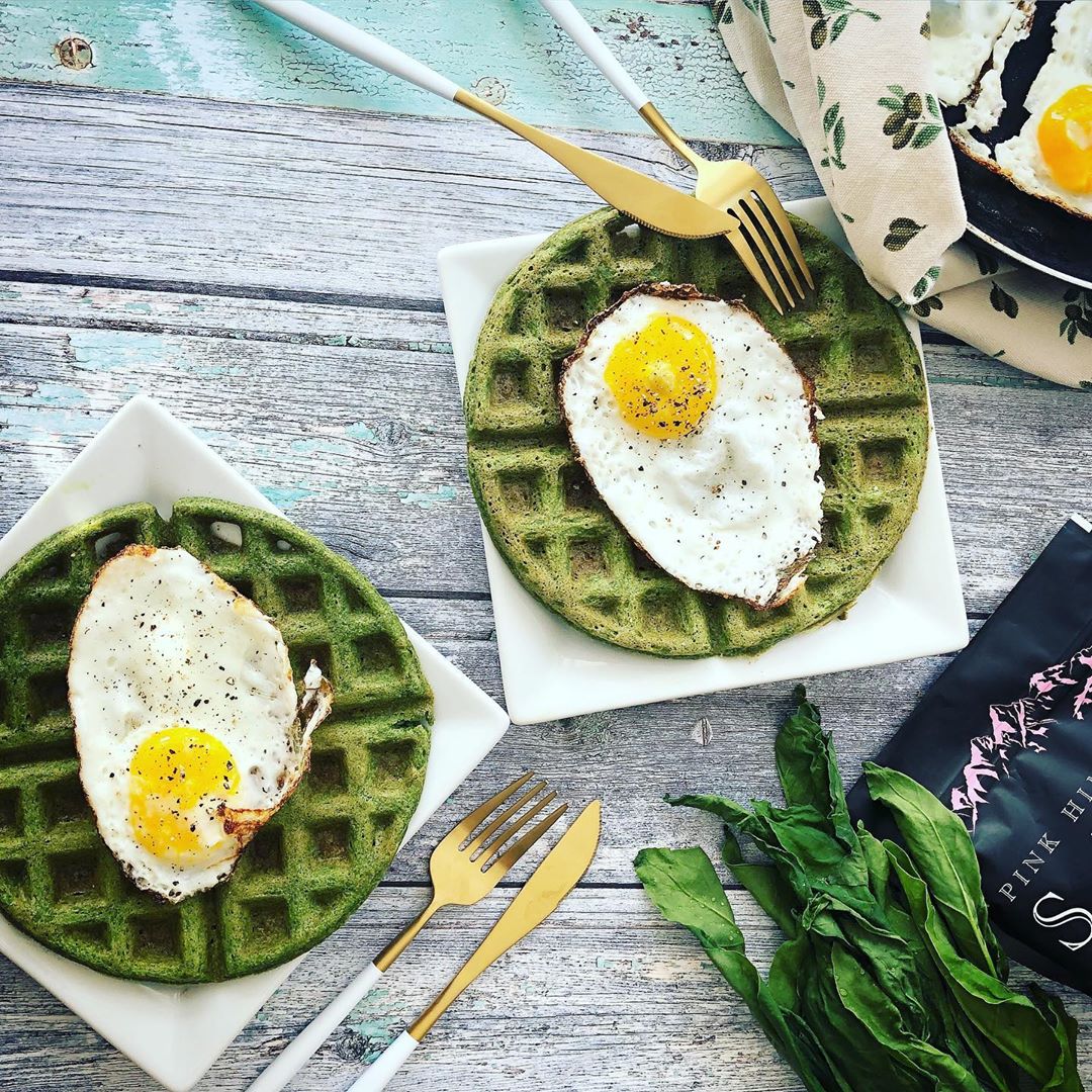 Green Waffles with Optional Eggs