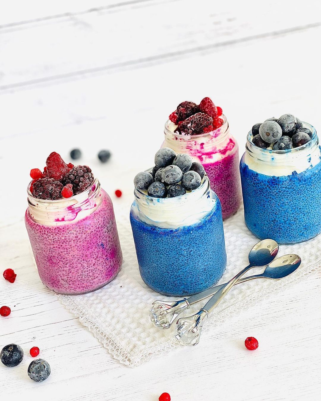 Pink and Blue Chia Seed Pudding
