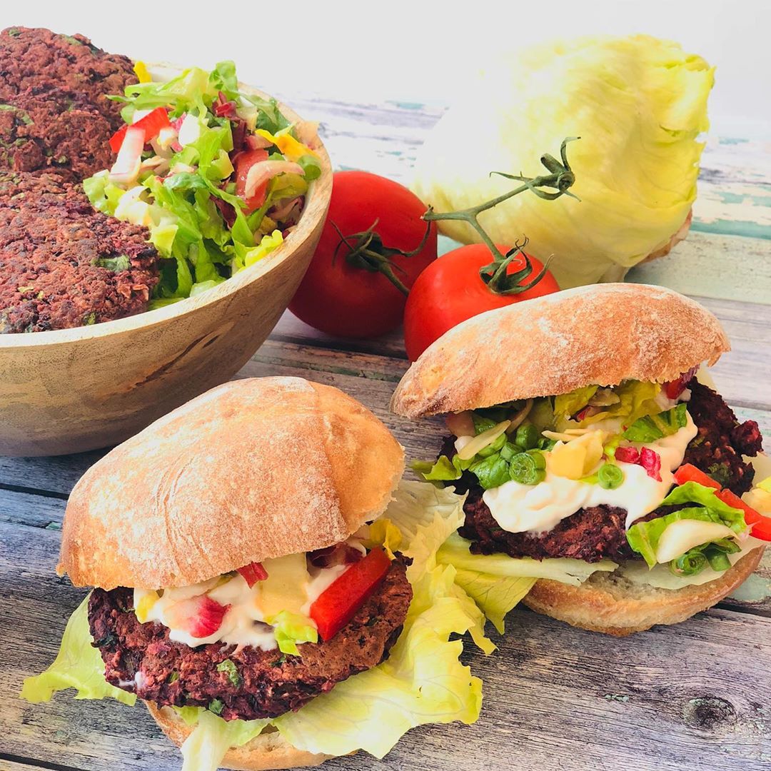 Vegan Black Bean and Beetroot Burgers