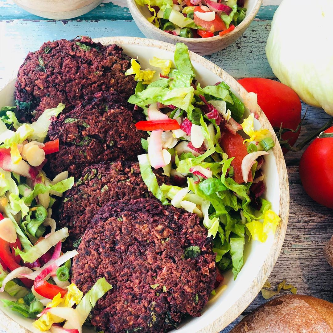 Vegan Black Bean and Beetroot Burgers