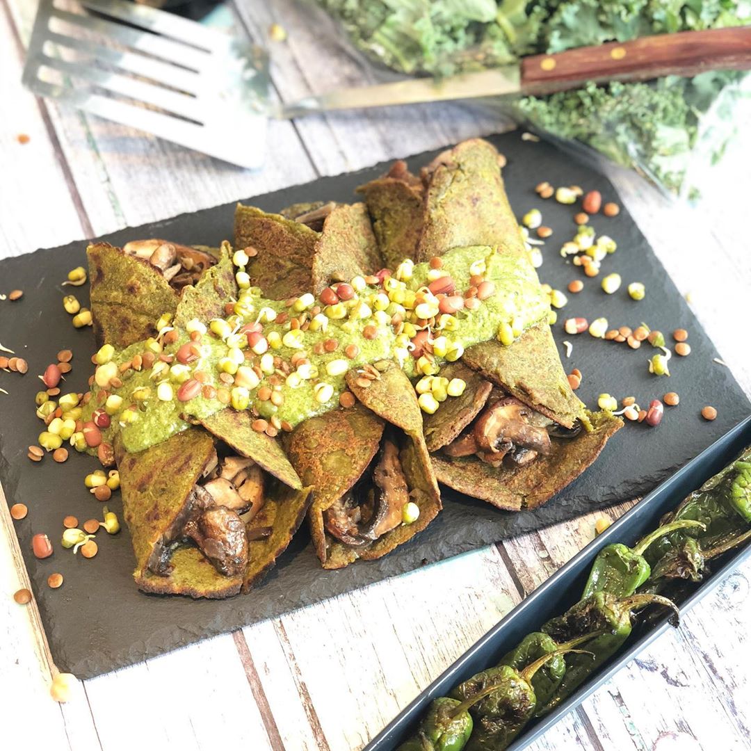 Spelt Kale Mint Wraps with Mushroom Filling