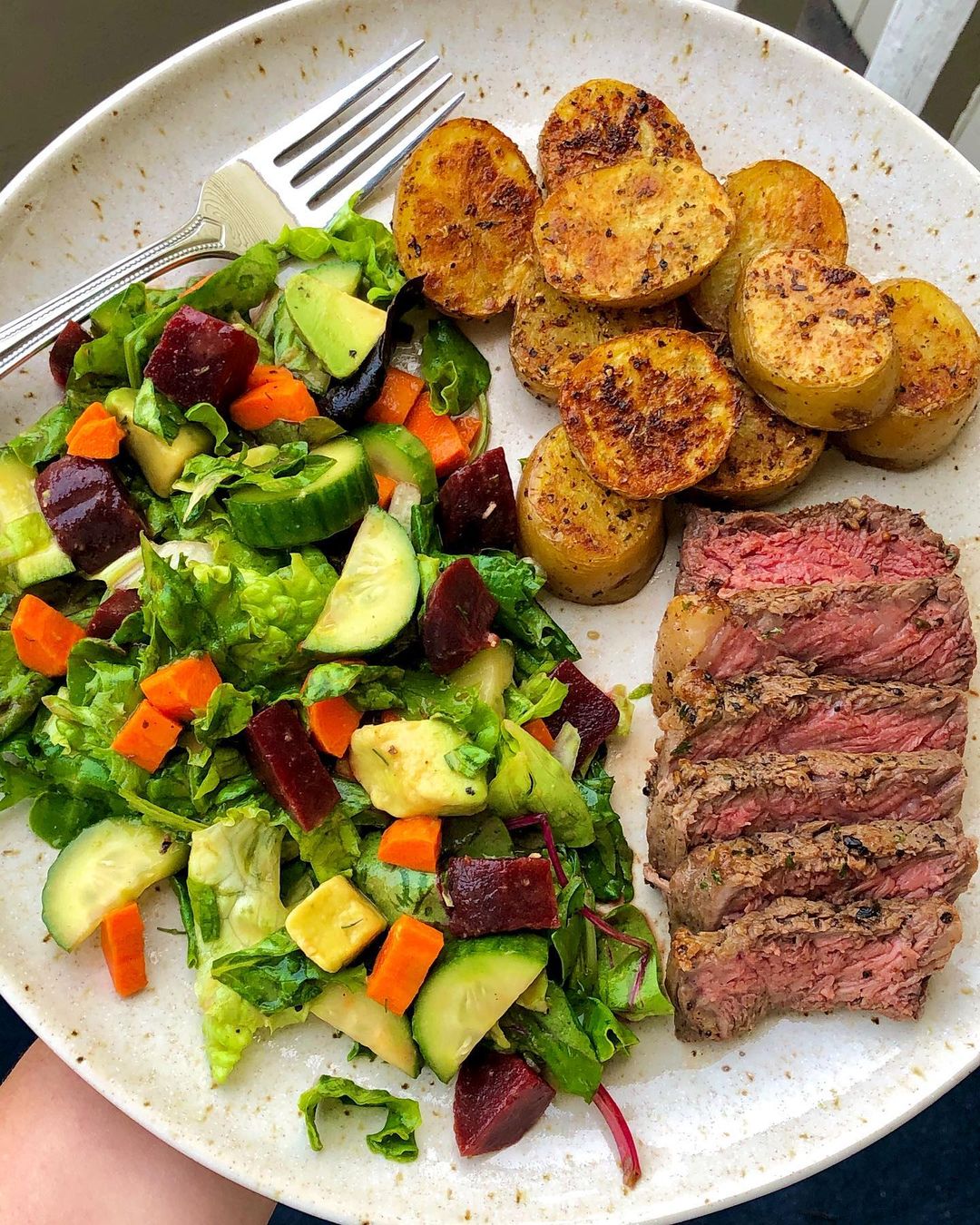 Anniversary Dinner with Steak, Potatoes, and Salad
