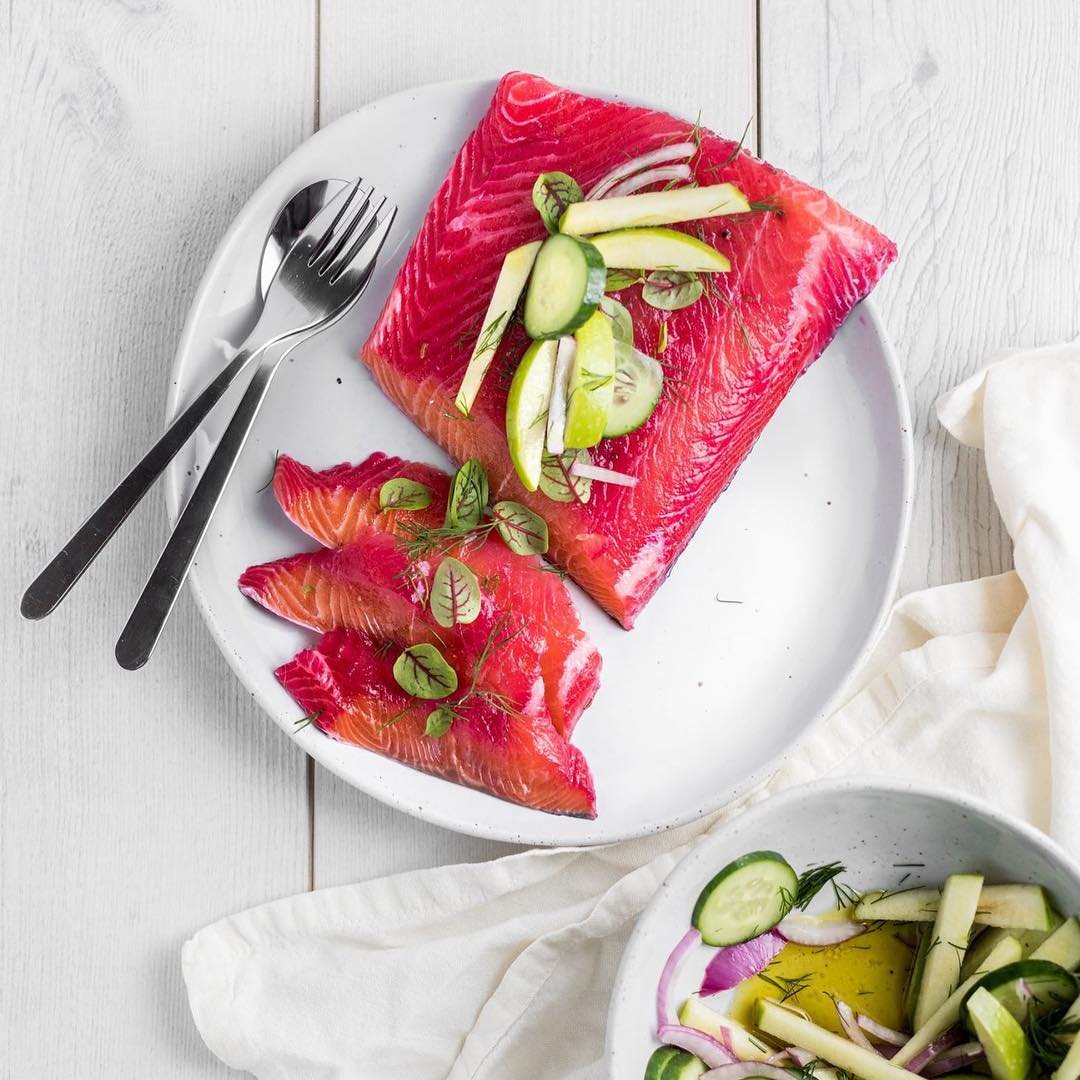 Beetroot Cured Salmon Salad