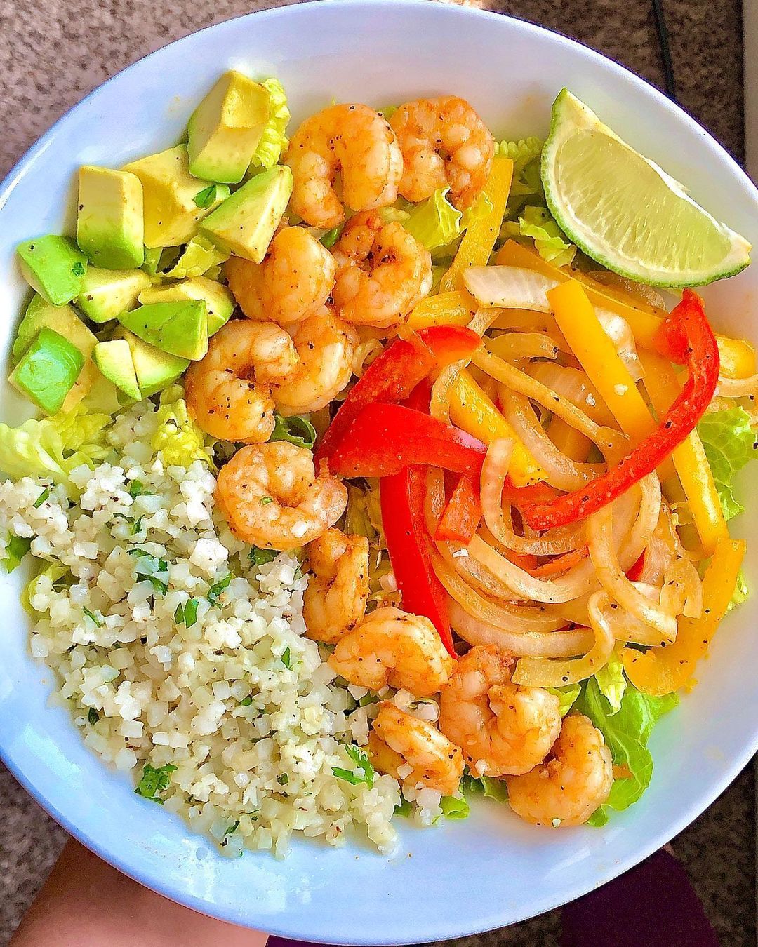 Easy Shrimp Fajita Bowls with Cauliflower Rice