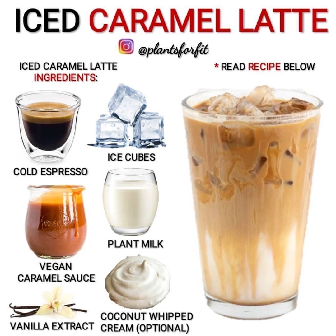 Refreshing Vegan Iced Caramel Latte Drink