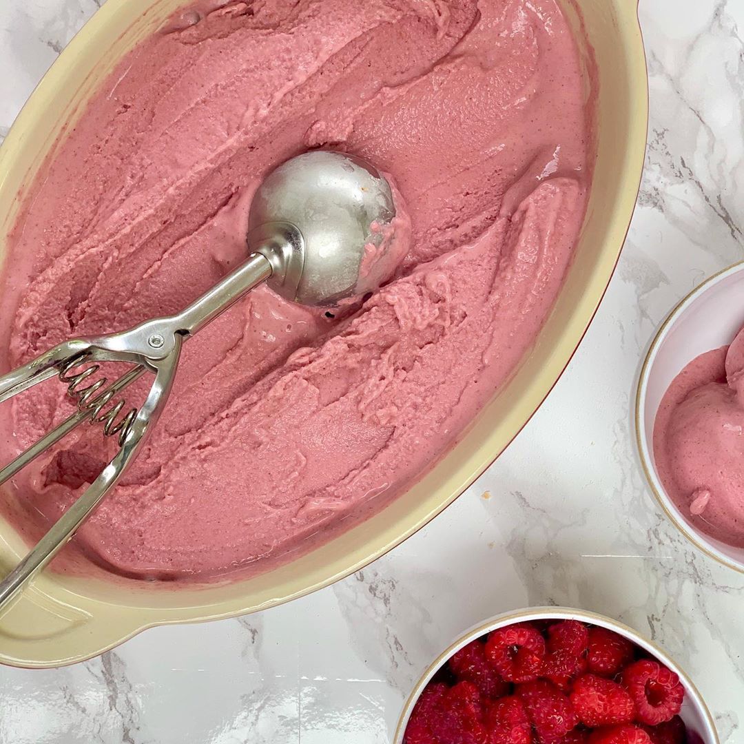 Super Easy Raspberry Coconut Ice Cream