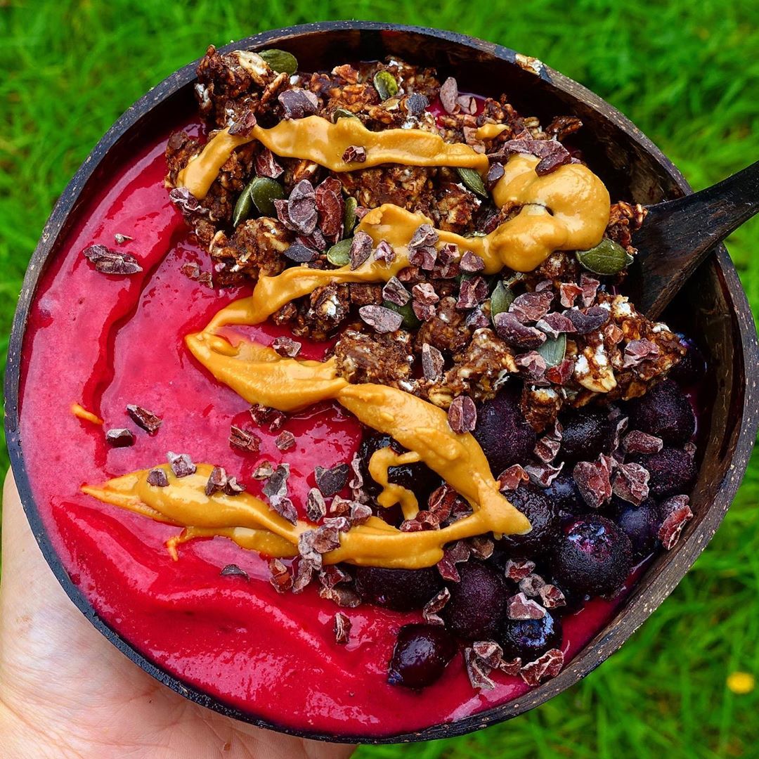 Sweet Cherry Chocolate Peanut Butter Granola Bowl