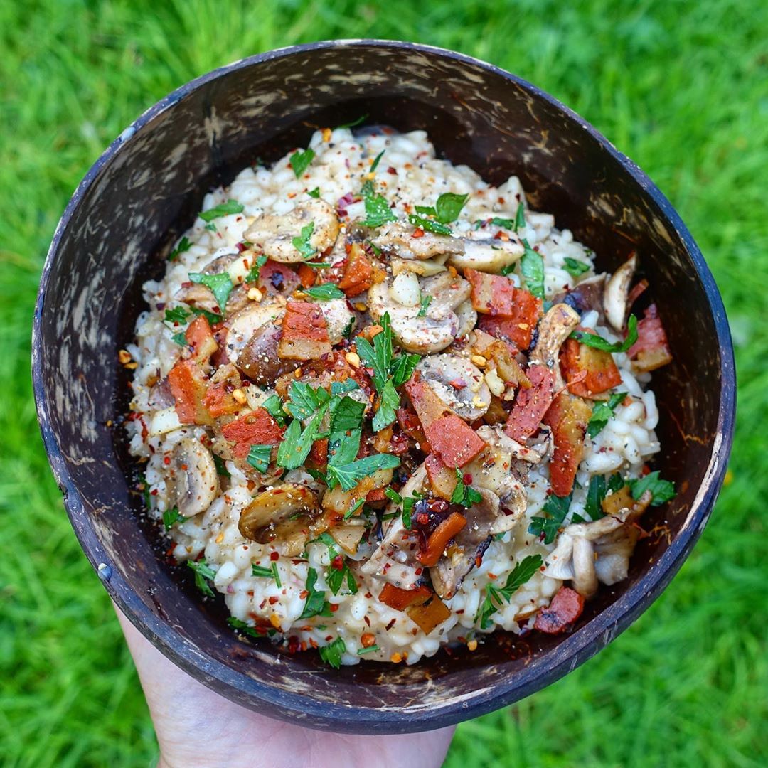Creamy Mushroom and Crispy Bacon Risotto