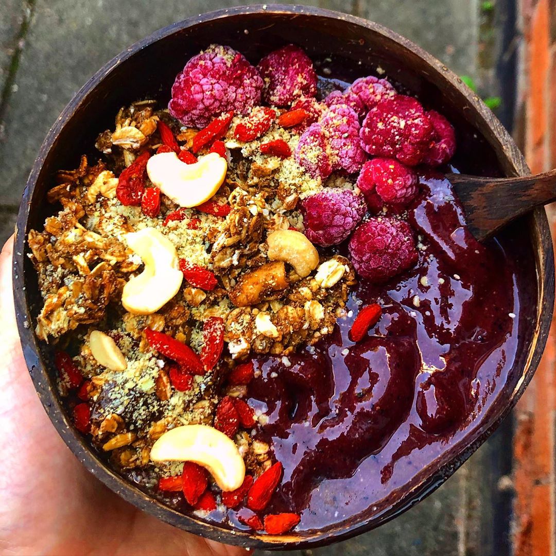 Mango Raspberry Smoothie Bowl with Granola