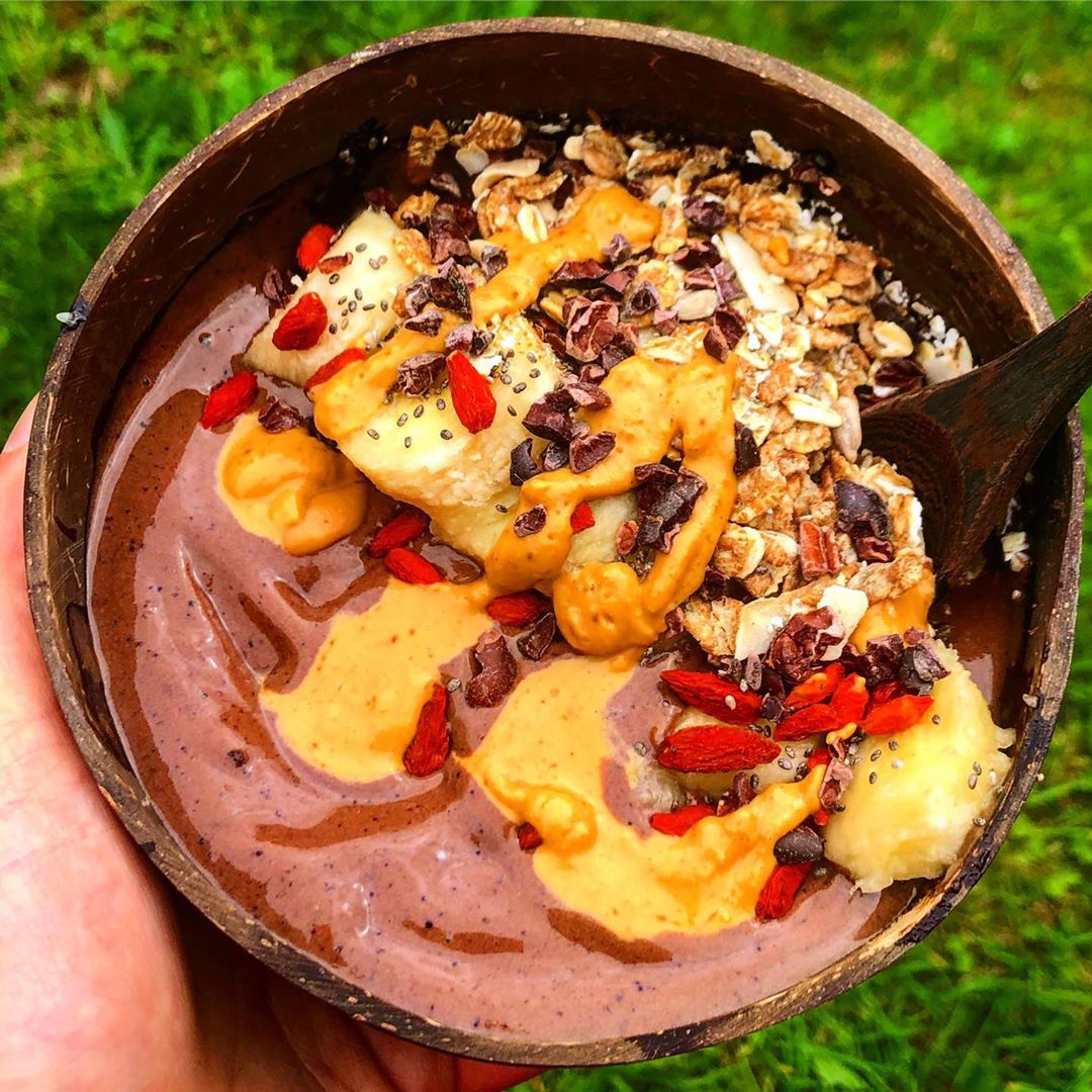 Chocolate Peanut Butter Ashwagandha Smoothie Bowl