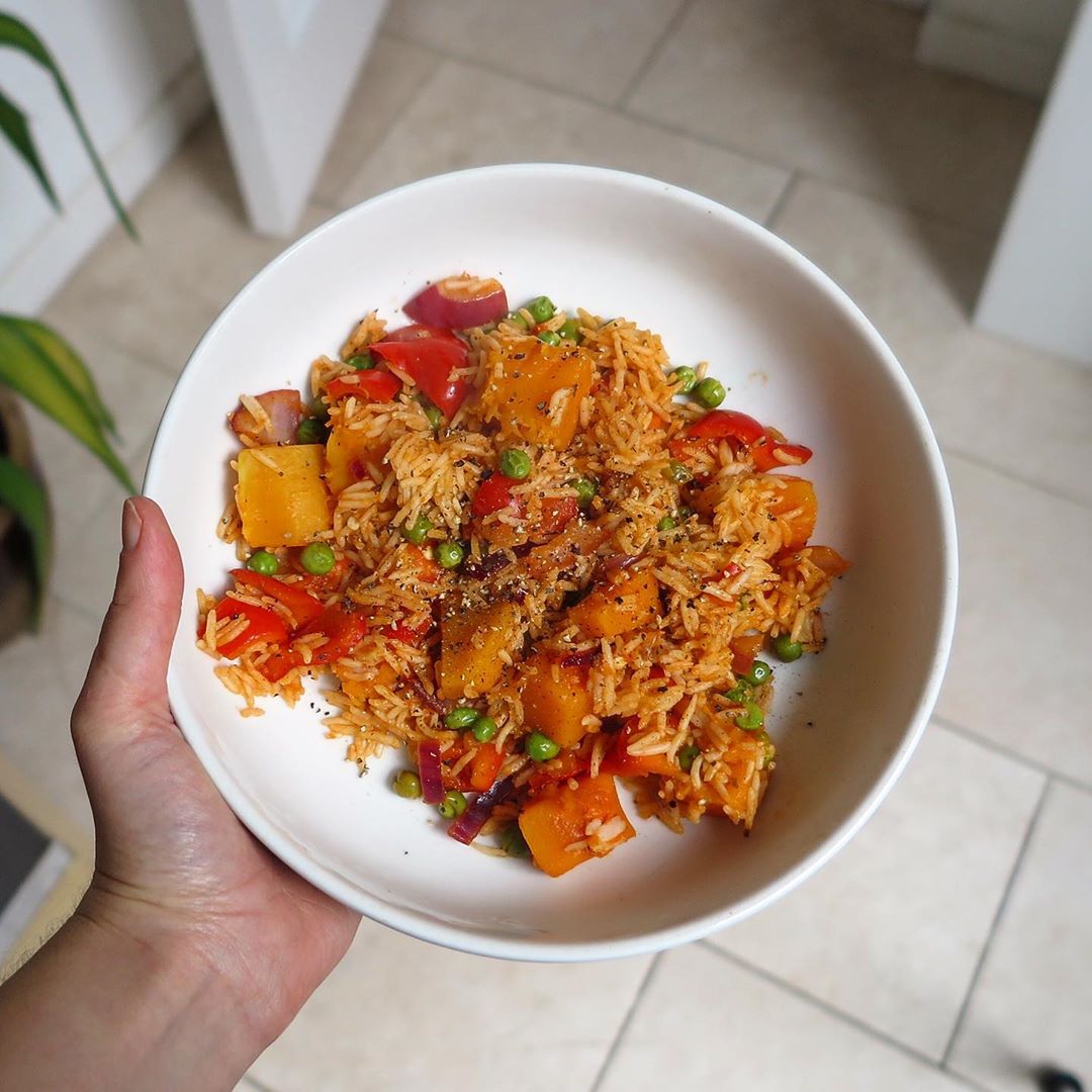 Curried Fried Rice with Butternut Squash and Vegetables