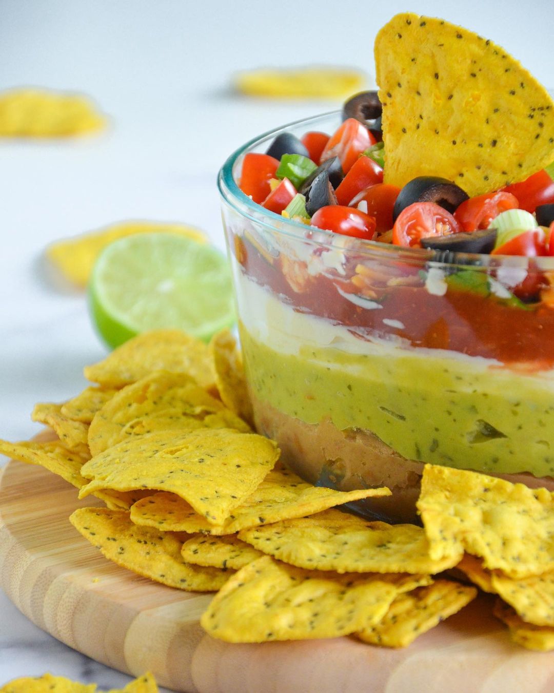 Vegan Seven Layer Dip with Tortilla Chips