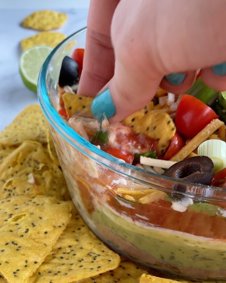 Vegan Seven Layer Dip with Tortilla Chips