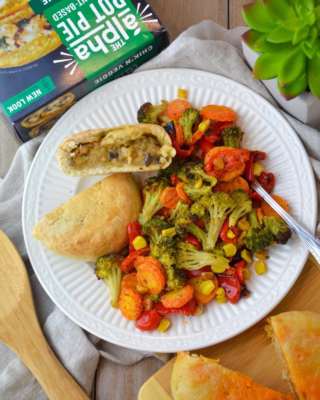 Plant-Based Chik'n Veggie Pot Pie with Roasted Veggies