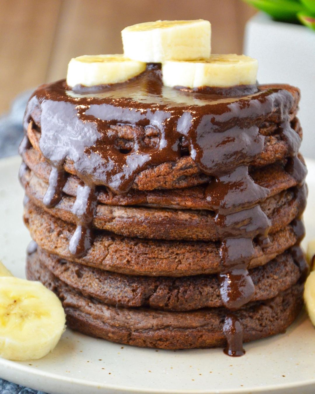 Vegan Chocolate Protein Pancakes