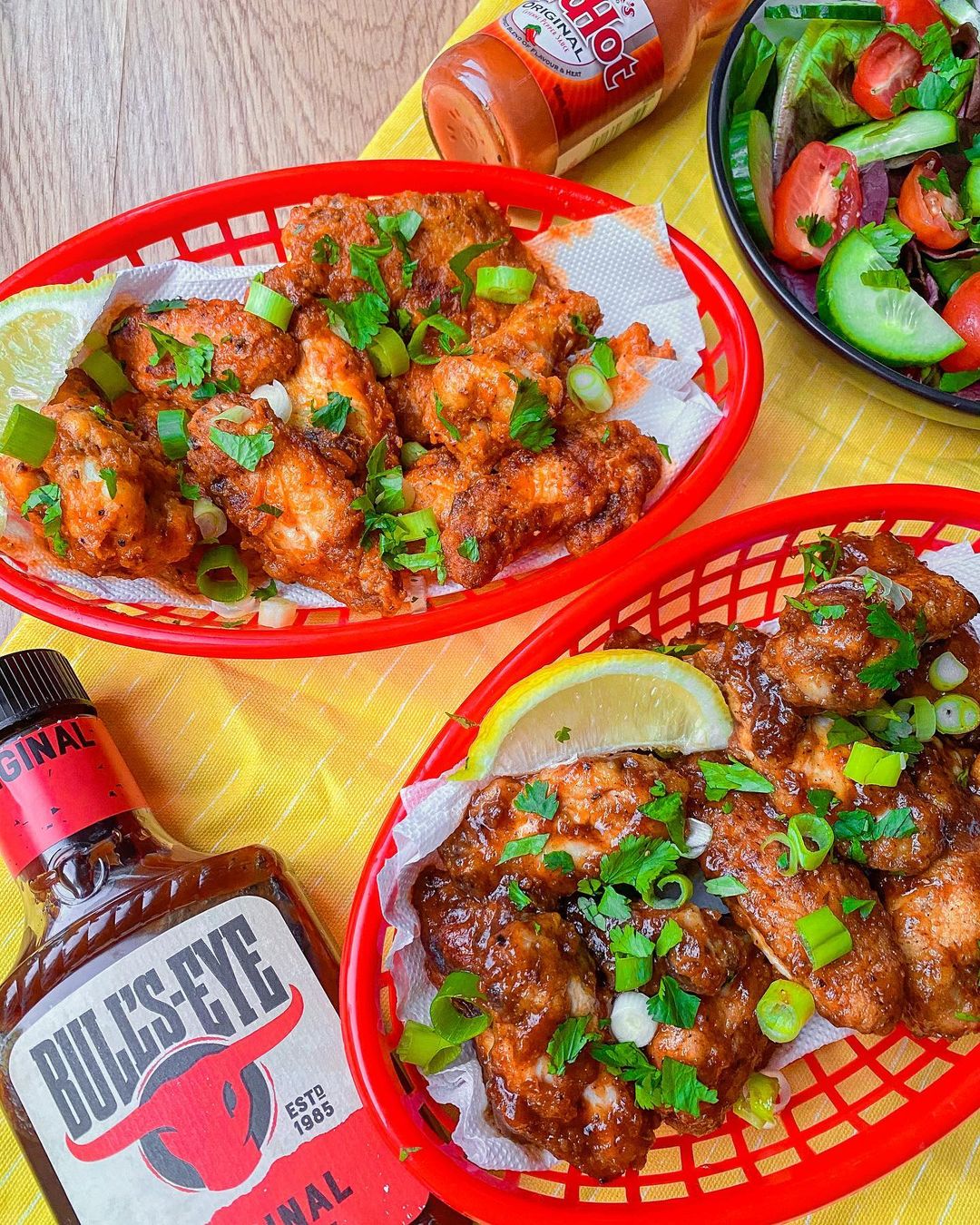 BBQ and Buffalo Marinated Chicken Wings