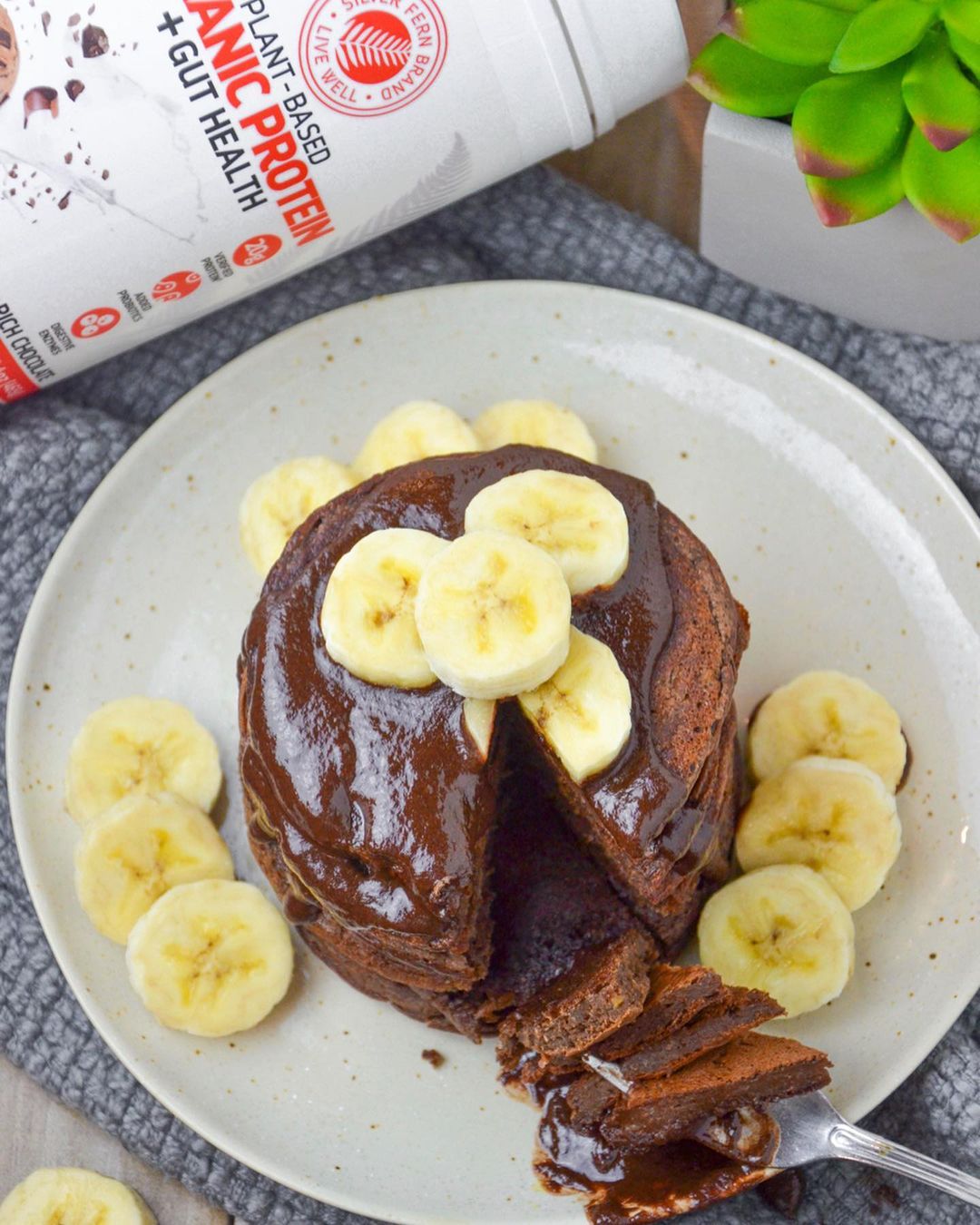 Vegan Chocolate Protein Pancakes