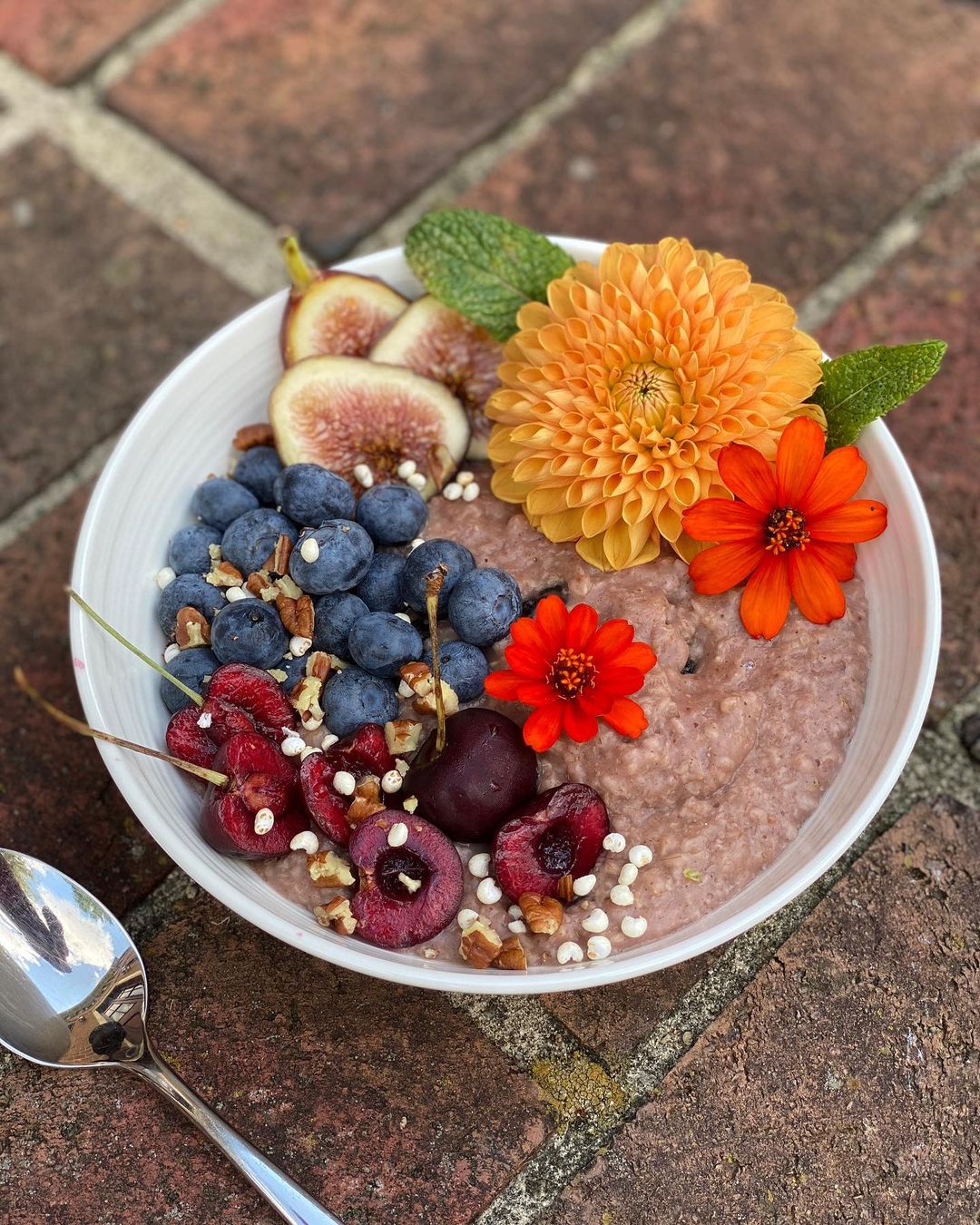 Hibiscus Tea Infused Oatmeal with Spices