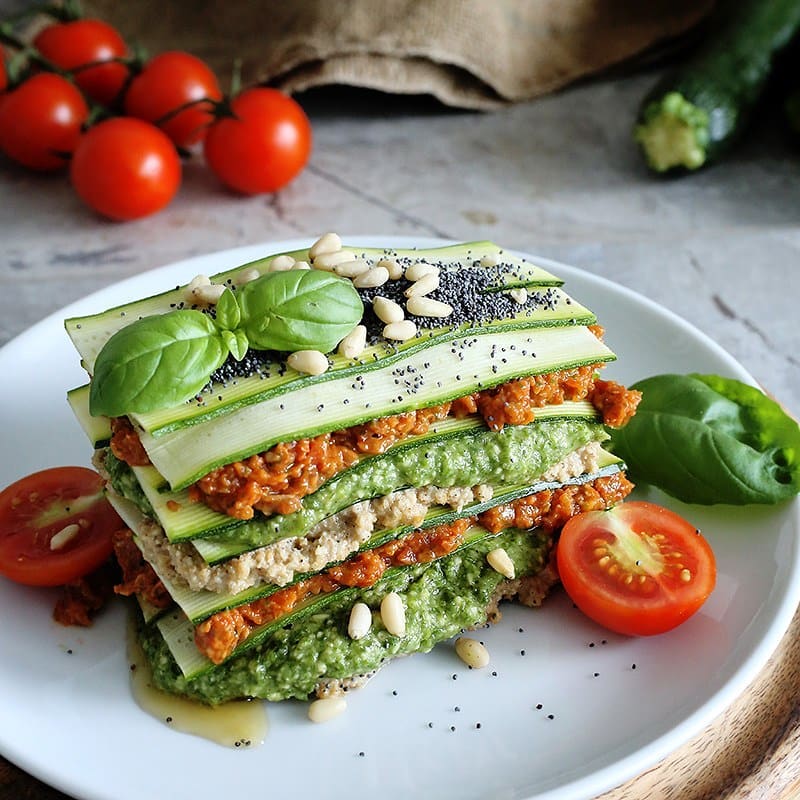 Raw Vegan Lasagne with Pesto Layer