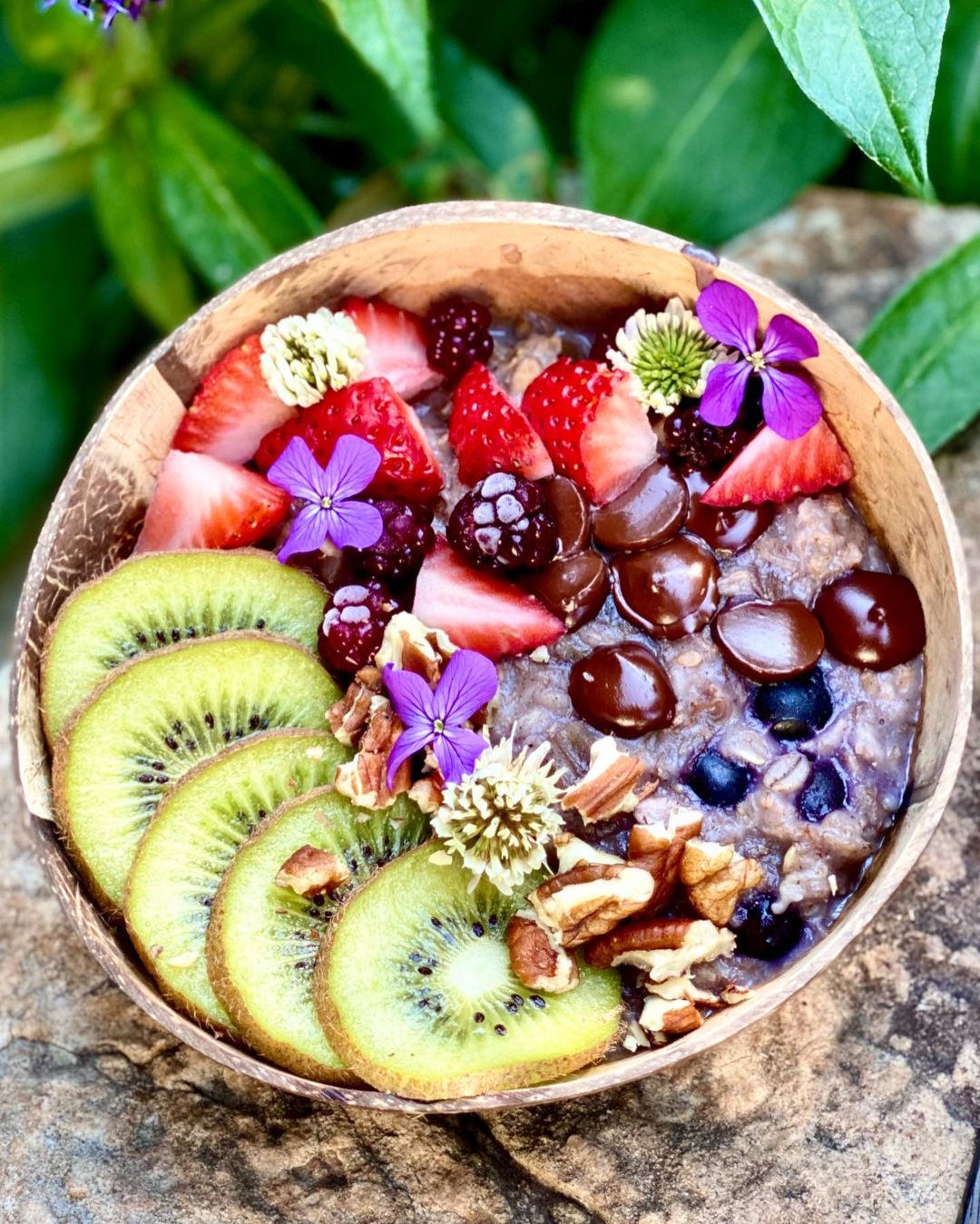 Vegan Oatmeal Breakfast Bowl with Fruits