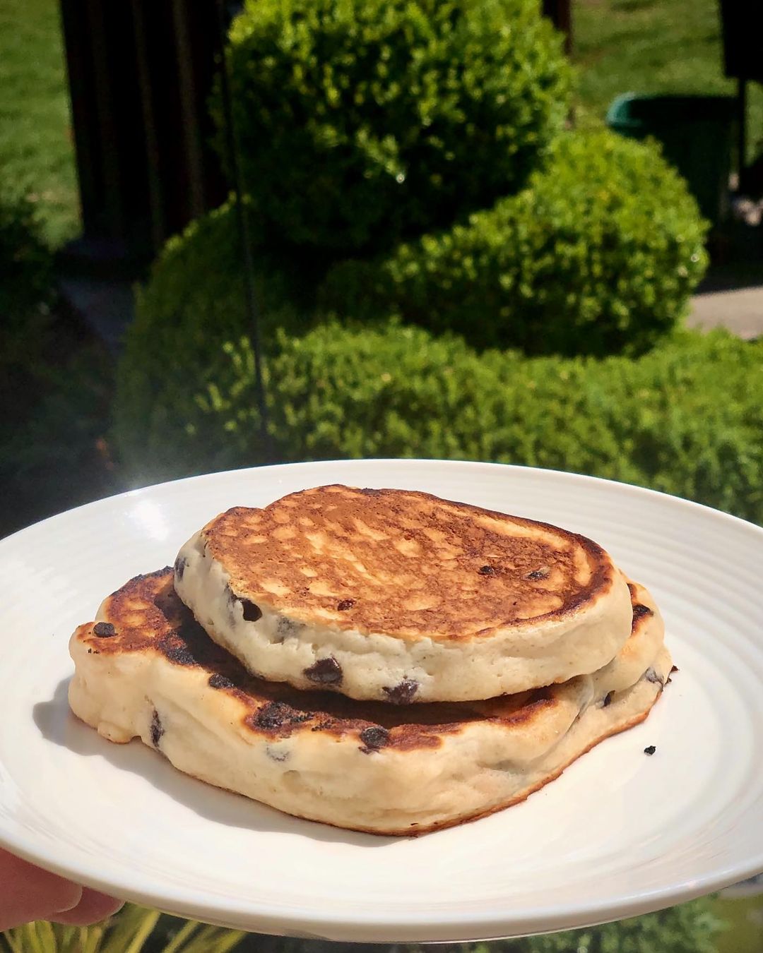 Fluffy Vegan Pancakes with Mini Chocolate Chips