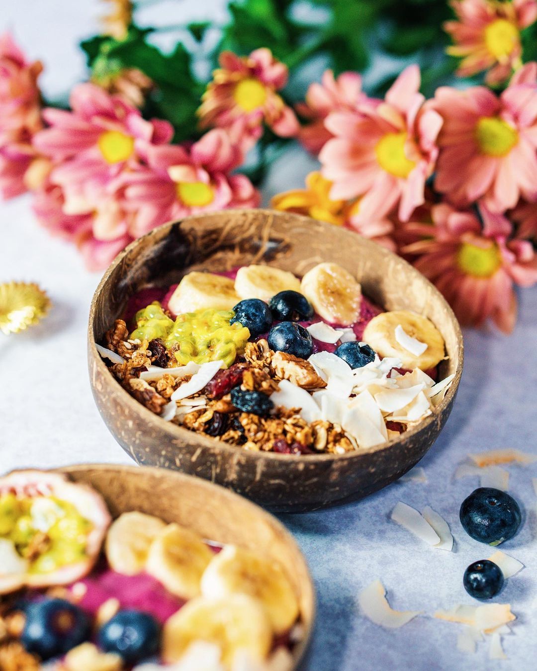 Vegan Acai Bowl with Fresh Fruits and Granola
