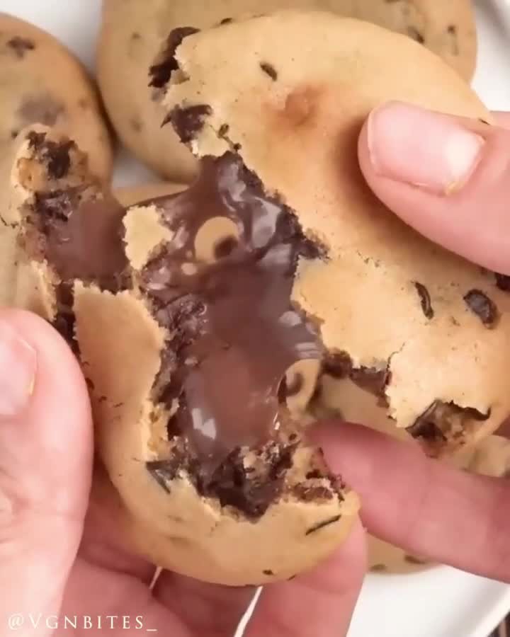 Vegan Nutella Stuffed Chocolate Chip Cookies