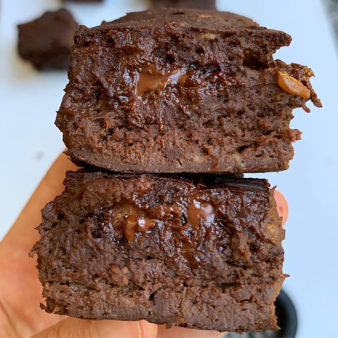 Vegan Mocha Protein Brownies with Bananas and Cacao