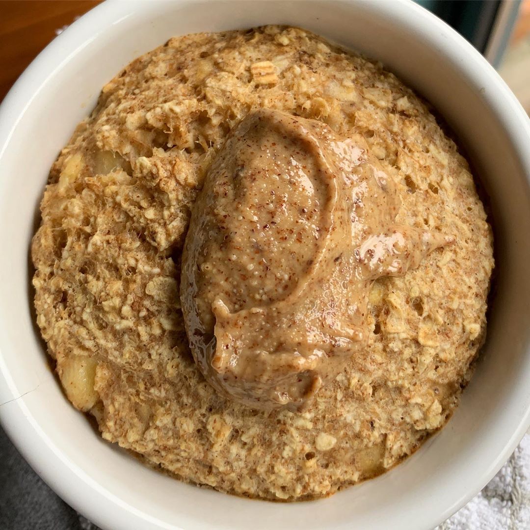 Banana Bread Baked Oats with Almond Butter