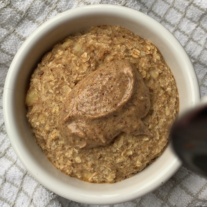 Banana Bread Baked Oats with Almond Butter