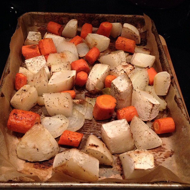 Roasted Turnip, Carrot, and Onion Medley