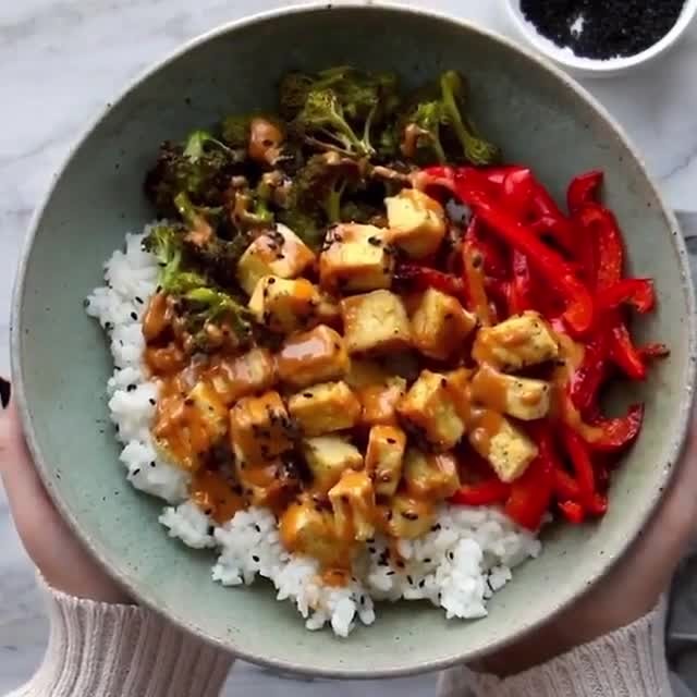 Tofu Veggie Bowl with Peanut Sauce