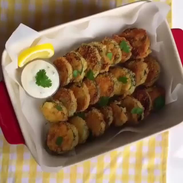 Fried Zucchini Crisps with Coriander Sauce