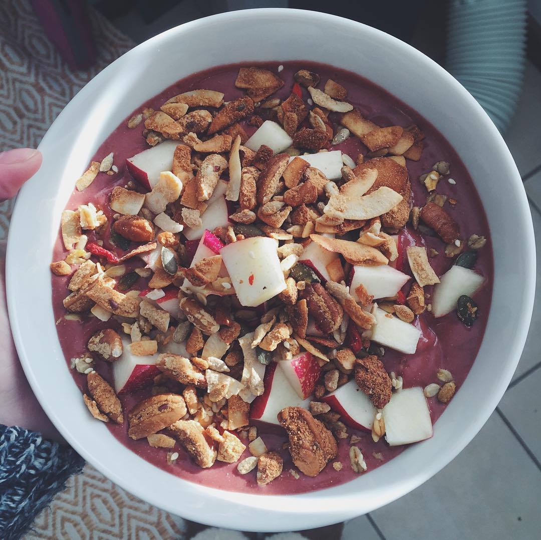 Morning Smoothie Bowl with Fruits and Nuts