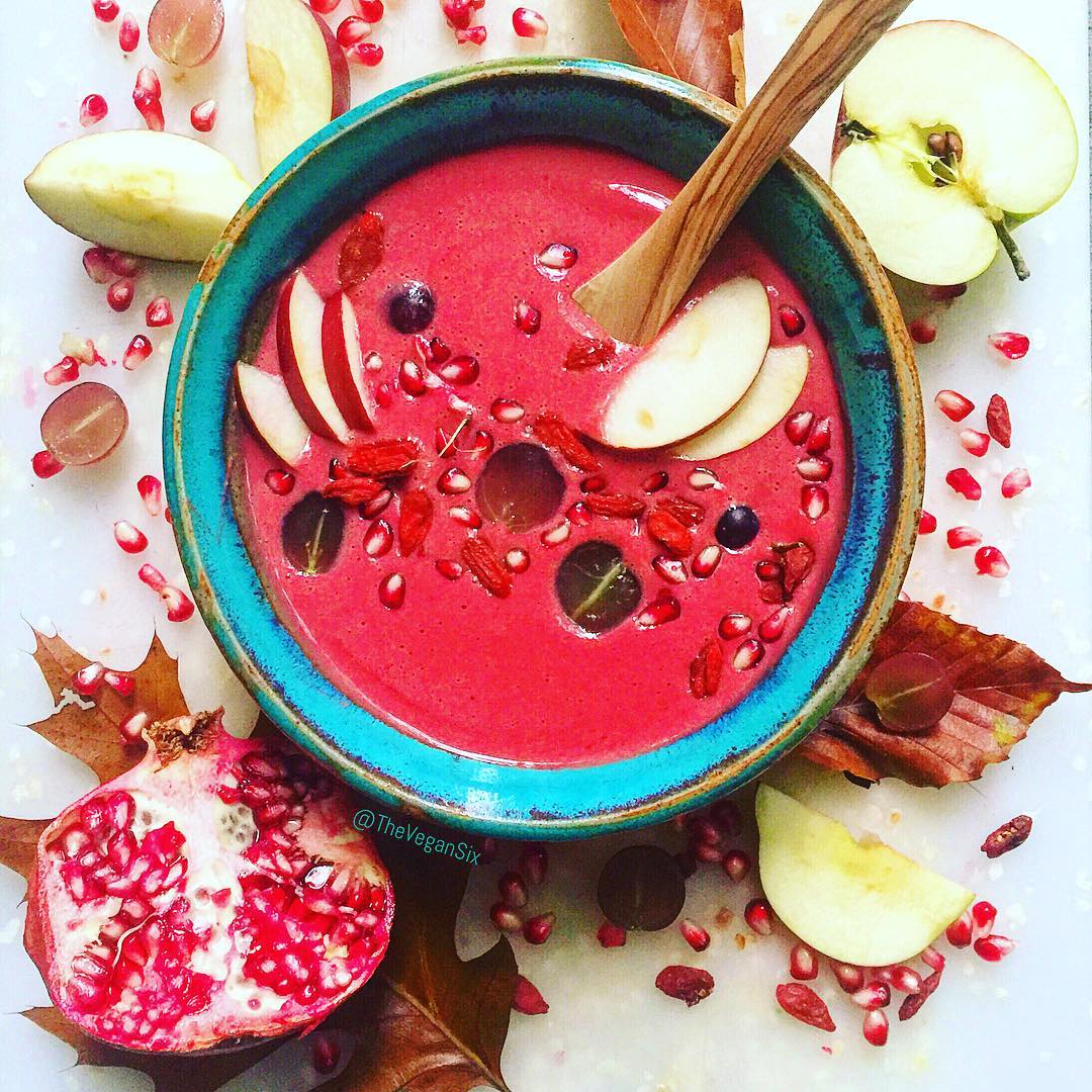 Red Fall Smoothie Bowl with Superfoods