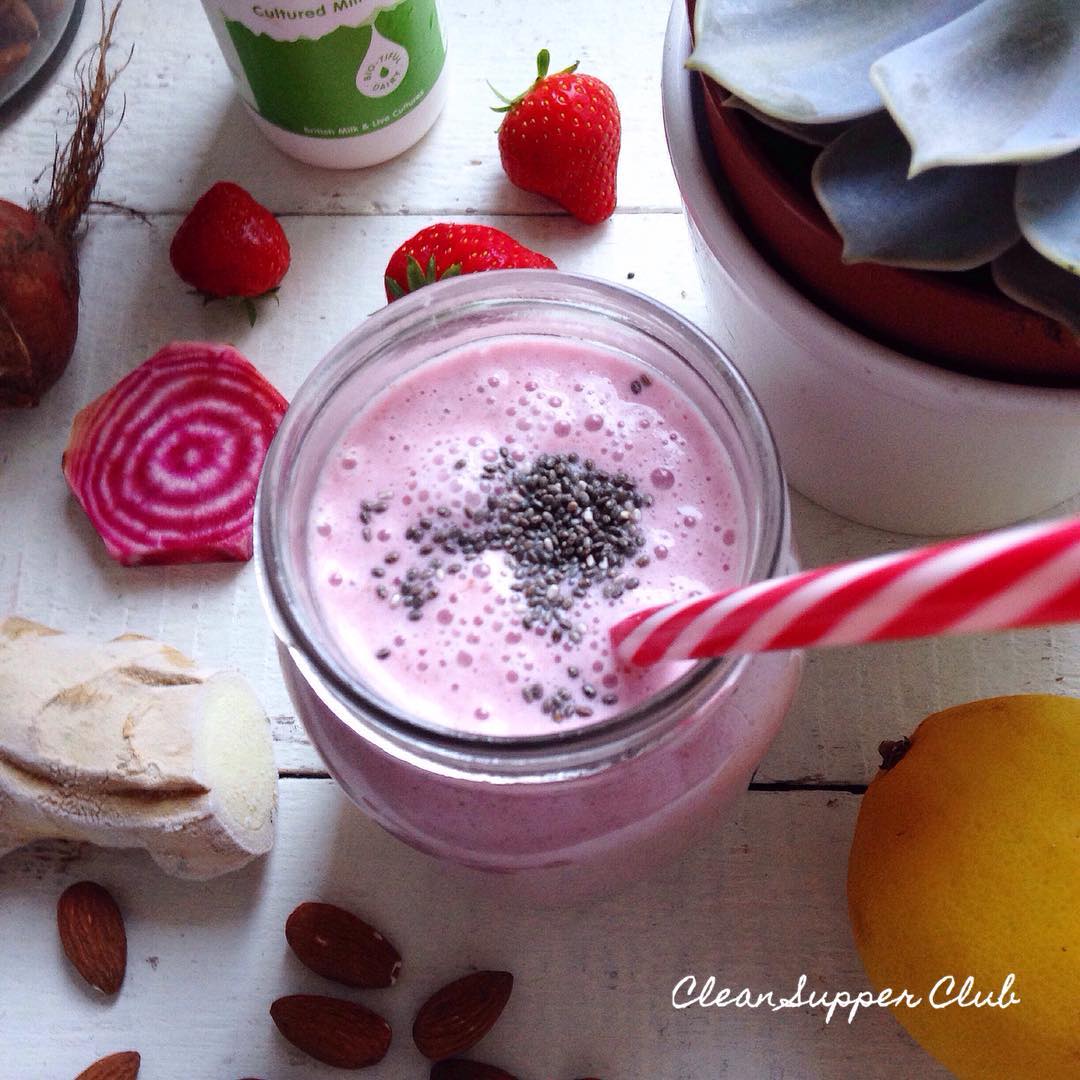 Beetroot Strawberry Ginger Kefir Smoothie