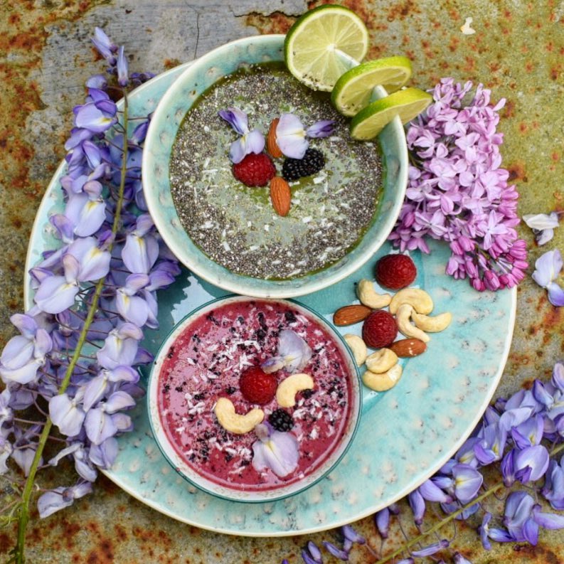 Green and Pink Smoothie Bowl