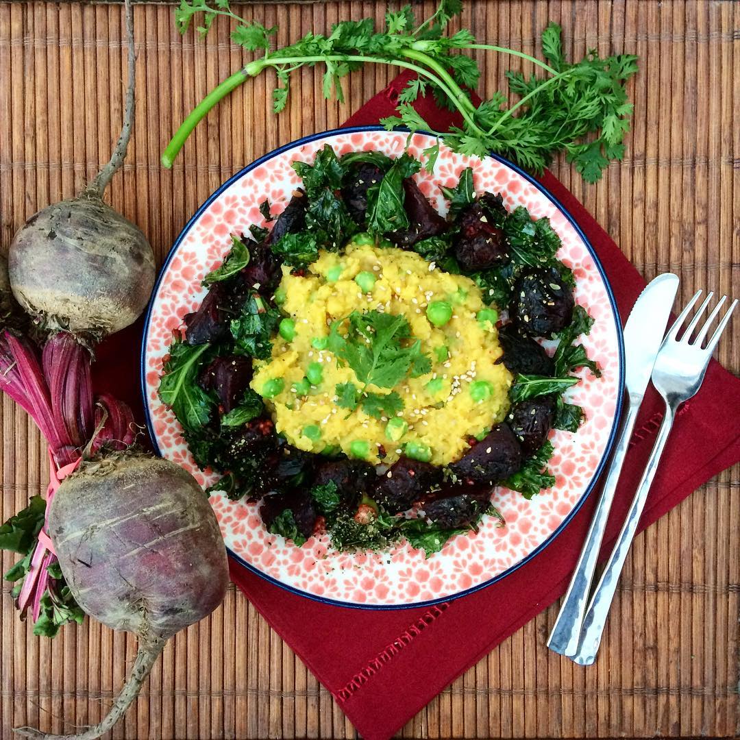 Turmeric Lentils with Roasted Beetroot and Kale