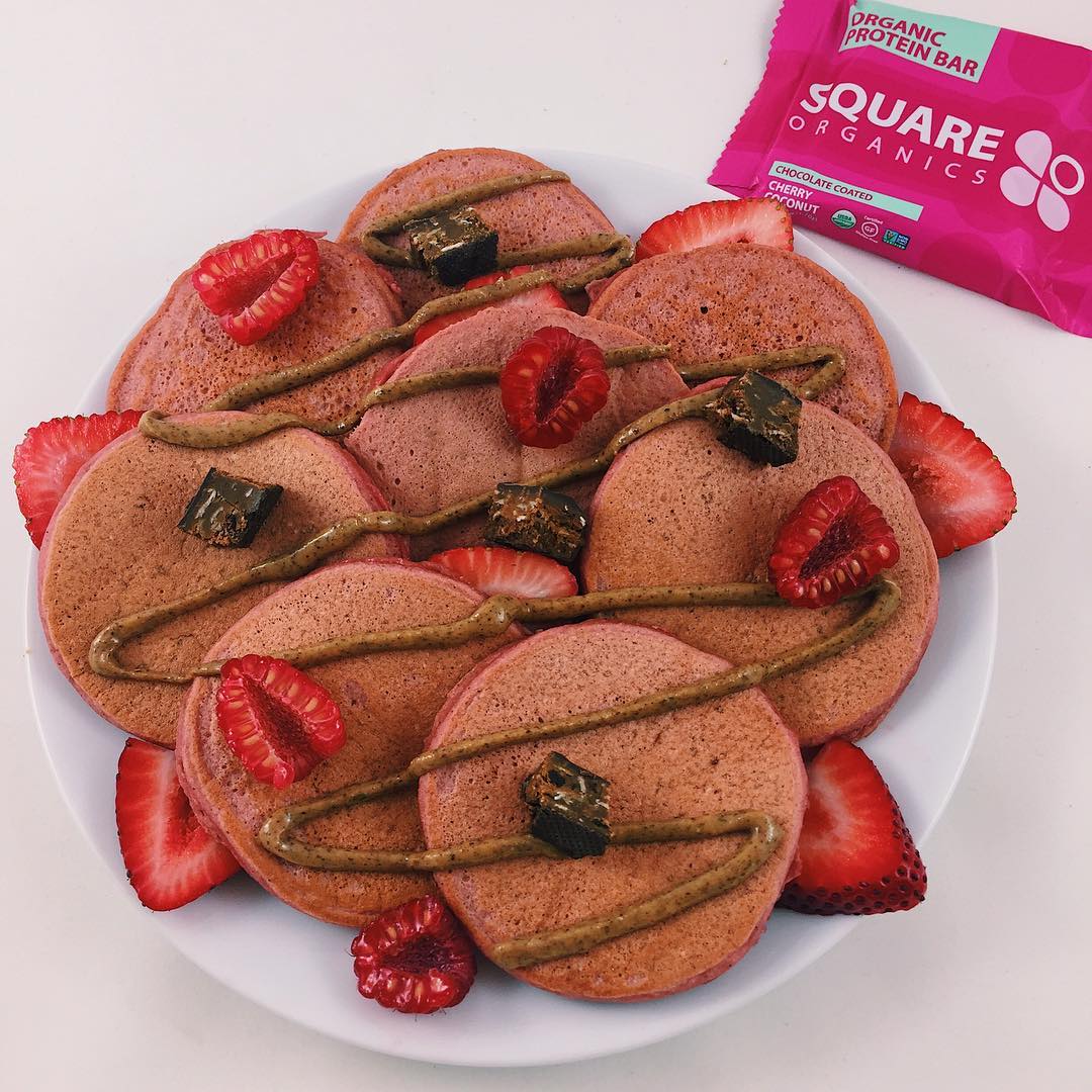 Bright Pink Paleo Pancakes Stack