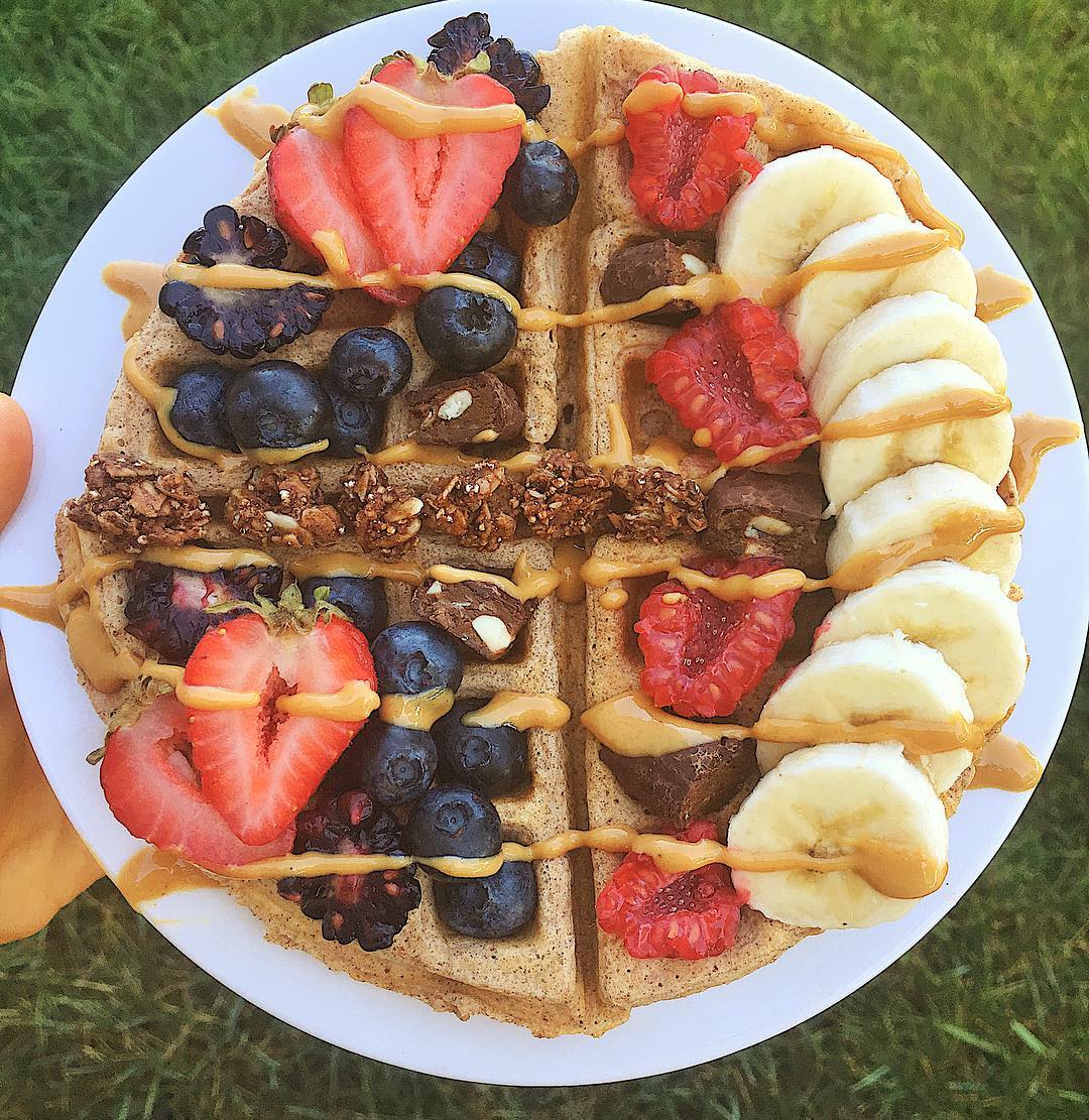 Protein Waffle with Fresh Berries and Granola
