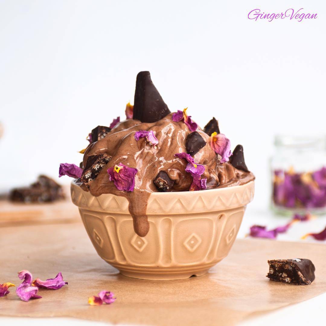 Delicious Chocolate Nicecream with Salted Toffee Bites